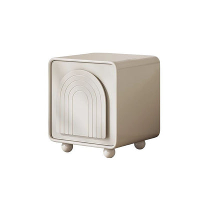 Contemporary Nordic Cream Square Cube Ecological Board Hardware ABS Nightstand 2 - Cabinet For Bedroom