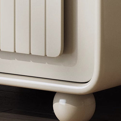 Contemporary Nordic Cream Square Cube Ecological Board Hardware ABS Nightstand 2 - Cabinet For Bedroom