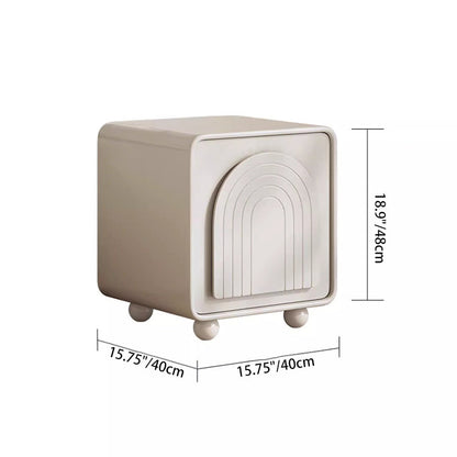Contemporary Nordic Cream Square Cube Ecological Board Hardware ABS Nightstand 2 - Cabinet For Bedroom