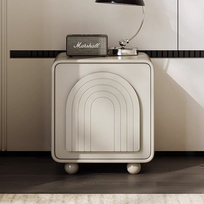 Contemporary Nordic Cream Square Cube Ecological Board Hardware ABS Nightstand 2 - Cabinet For Bedroom