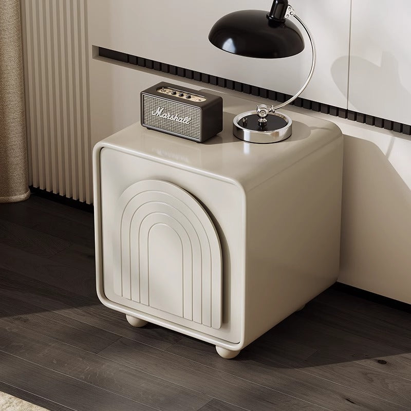 Contemporary Nordic Cream Square Cube Ecological Board Hardware ABS Nightstand 2 - Cabinet For Bedroom