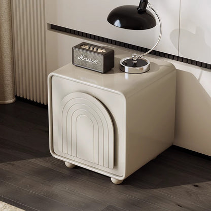 Contemporary Nordic Cream Square Cube Ecological Board Hardware ABS Nightstand 2 - Cabinet For Bedroom