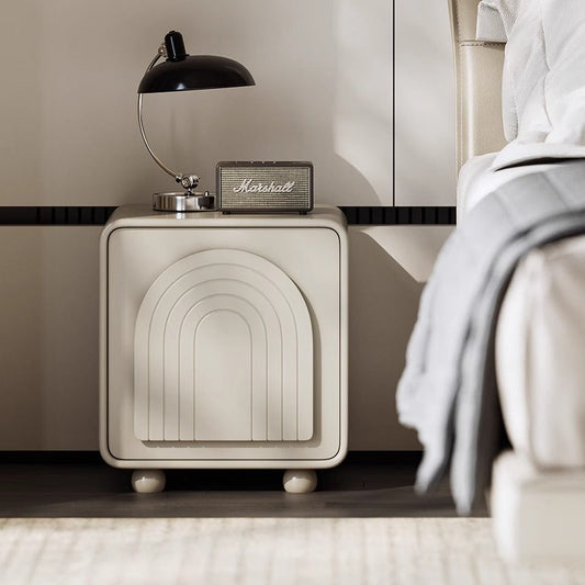 Contemporary Nordic Cream Square Cube Ecological Board Hardware ABS Nightstand 2 - Cabinet For Bedroom