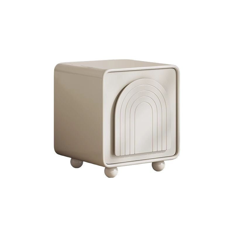 Contemporary Nordic Cream Square Cube Ecological Board Hardware ABS Nightstand 2 - Cabinet For Bedroom