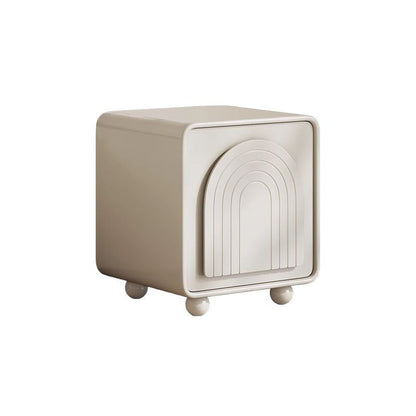 Contemporary Nordic Cream Square Cube Ecological Board Hardware ABS Nightstand 2 - Cabinet For Bedroom