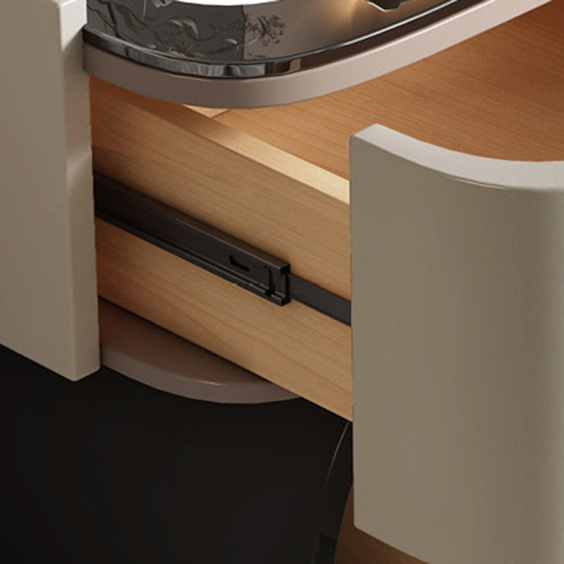 Contemporary Nordic Rectangular Glass Desktop Pine Faux  Leather Nightstand 2 - Drawer For Bedroom