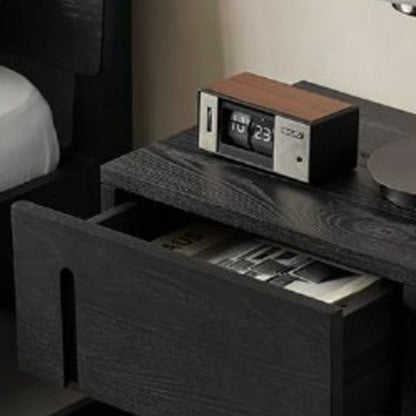 Modern Minimalist Square Cube Solid Wood Hardware Nightstand 2 - Drawer For Bedroom