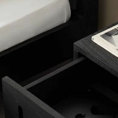 Modern Minimalist Square Cube Solid Wood Hardware Nightstand 2 - Drawer For Bedroom