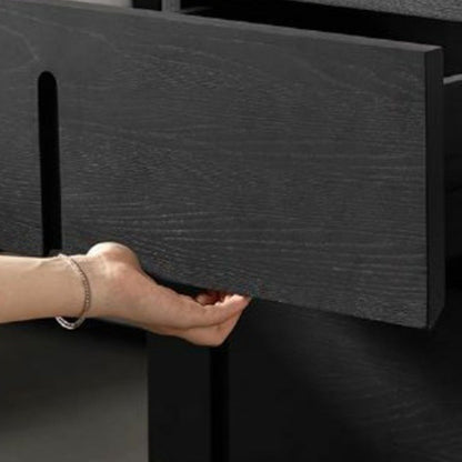 Modern Minimalist Square Cube Solid Wood Hardware Nightstand 2 - Drawer For Bedroom