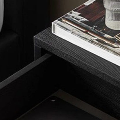 Modern Minimalist Square Cube Solid Wood Hardware Nightstand 2 - Drawer For Bedroom