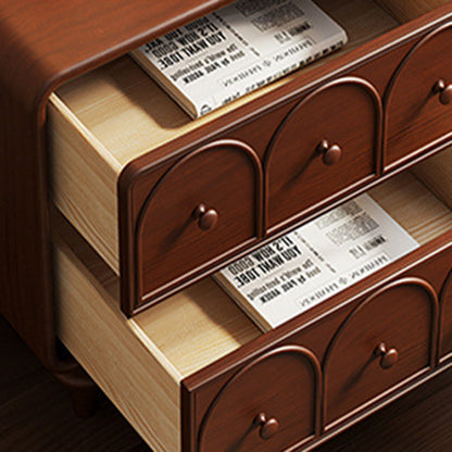 Traditional French Square Cube Door Pattern Solid Wood Hardware Nightstand 2 - Drawer For Bedroom