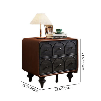Traditional French Square Cube Door Pattern Solid Wood Hardware Nightstand 2 - Drawer For Bedroom