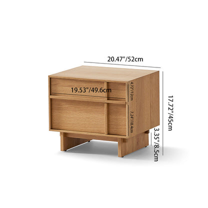 Modern Minimalist Square Cube Solid Wood Pine Nightstand 2 - Drawer For Bedroom