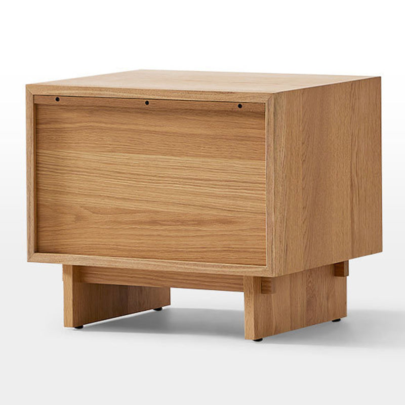 Modern Minimalist Square Cube Solid Wood Pine Nightstand 2 - Drawer For Bedroom