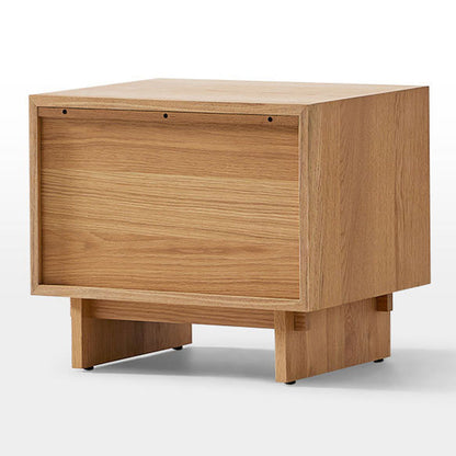 Modern Minimalist Square Cube Solid Wood Pine Nightstand 2 - Drawer For Bedroom