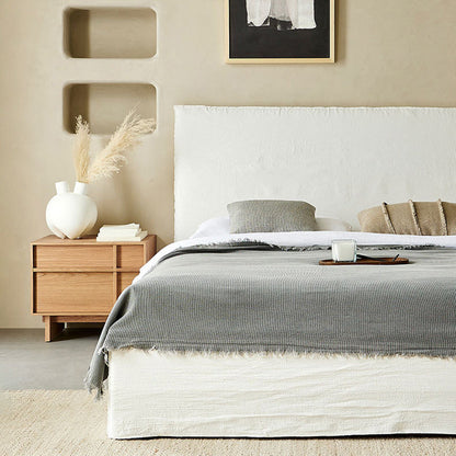 Modern Minimalist Square Cube Solid Wood Pine Nightstand 2 - Drawer For Bedroom