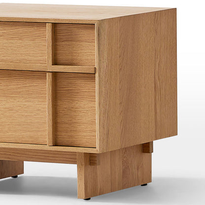 Modern Minimalist Square Cube Solid Wood Pine Nightstand 2 - Drawer For Bedroom