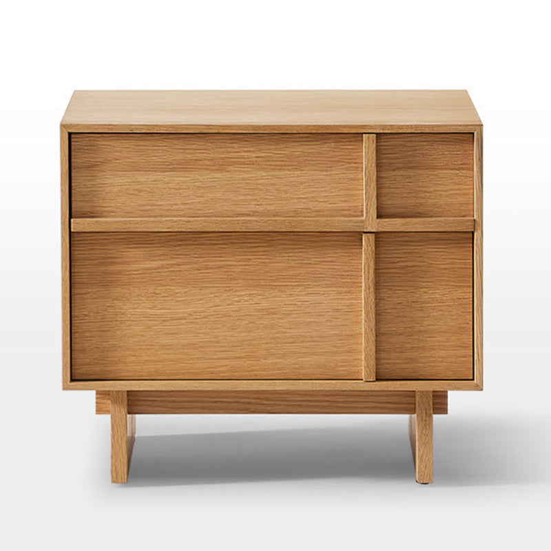 Modern Minimalist Square Cube Solid Wood Pine Nightstand 2 - Drawer For Bedroom