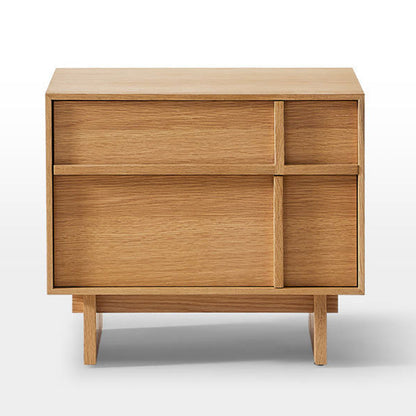 Modern Minimalist Square Cube Solid Wood Pine Nightstand 2 - Drawer For Bedroom
