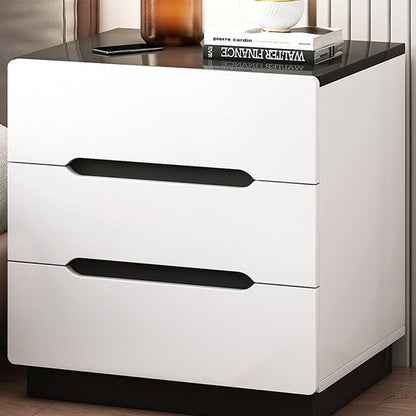 Modern Minimalist Square Cube Artificial Board Nightstand 3 - Drawer For Bedroom