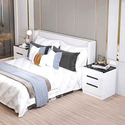Modern Minimalist Square Cube Artificial Board Nightstand 3 - Drawer For Bedroom