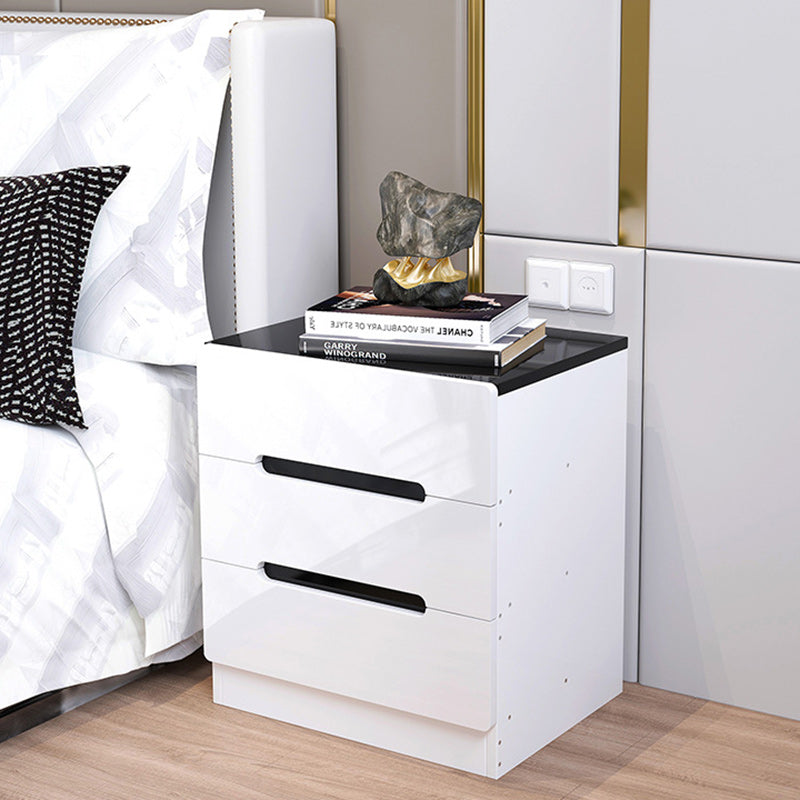 Modern Minimalist Square Cube Artificial Board Nightstand 3 - Drawer For Bedroom