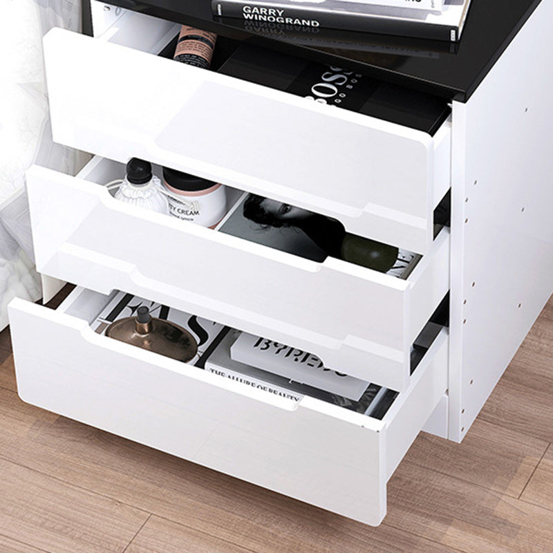 Modern Minimalist Square Cube Artificial Board Nightstand 3 - Drawer For Bedroom
