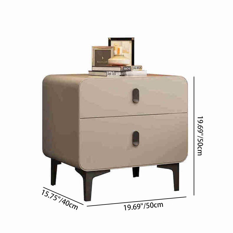Contemporary Nordic Square Cube Artificial Board Solid Wood Nightstand 2 - Drawer For Bedroom