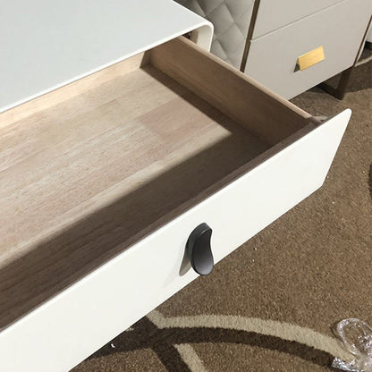 Contemporary Nordic Square Cube Artificial Board Solid Wood Nightstand 2 - Drawer For Bedroom