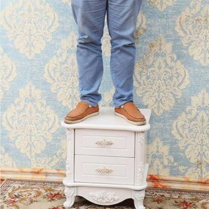 Traditional European Square Cube Carving Artificial Board PE Solid Wood Nightstand 2 - Drawer For Bedroom