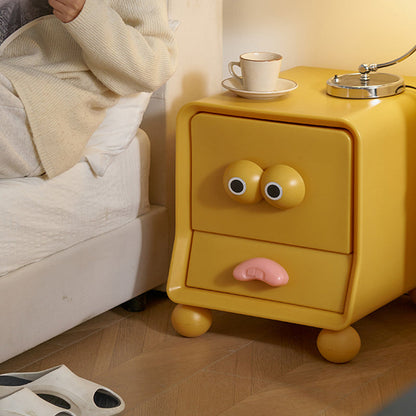 Contemporary Creative Square Cube Big Eyes ABS Hardware Nightstand 2 - Drawer For Bedroom