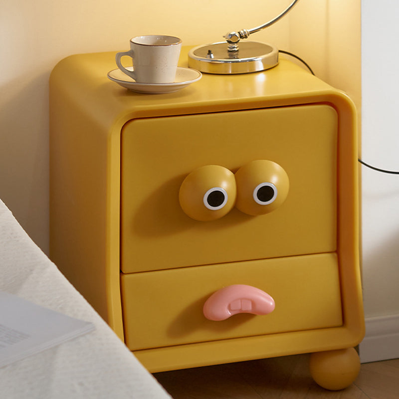 Contemporary Creative Square Cube Big Eyes ABS Hardware Nightstand 2 - Drawer For Bedroom