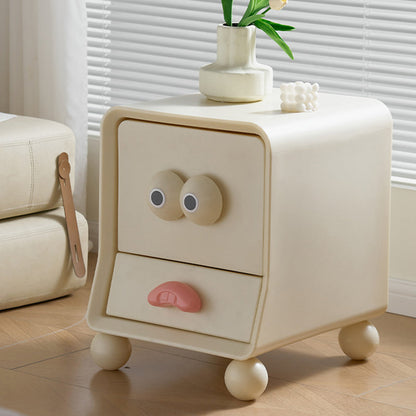 Contemporary Creative Square Cube Big Eyes ABS Hardware Nightstand 2 - Drawer For Bedroom