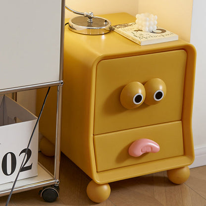 Contemporary Creative Square Cube Big Eyes ABS Hardware Nightstand 2 - Drawer For Bedroom