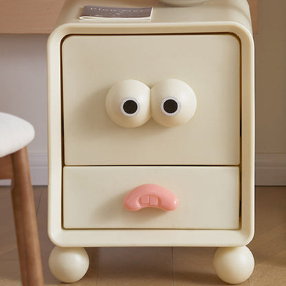 Contemporary Creative Square Cube Big Eyes ABS Hardware Nightstand 2 - Drawer For Bedroom