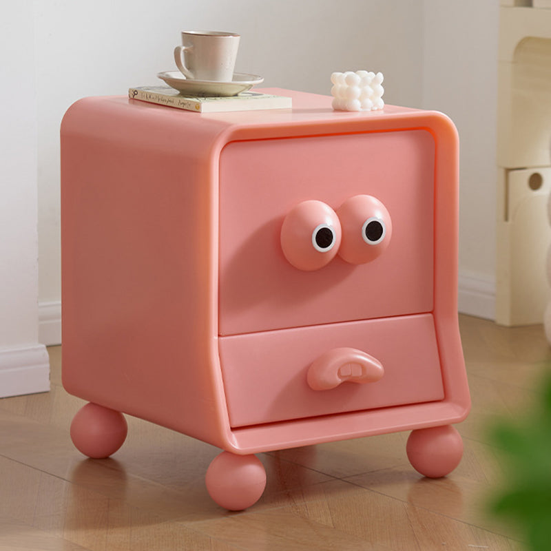 Contemporary Creative Square Cube Big Eyes ABS Hardware Nightstand 2 - Drawer For Bedroom