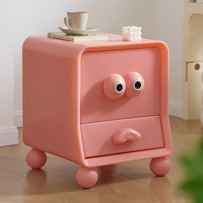 Contemporary Creative Square Cube Big Eyes ABS Hardware Nightstand 2 - Drawer For Bedroom
