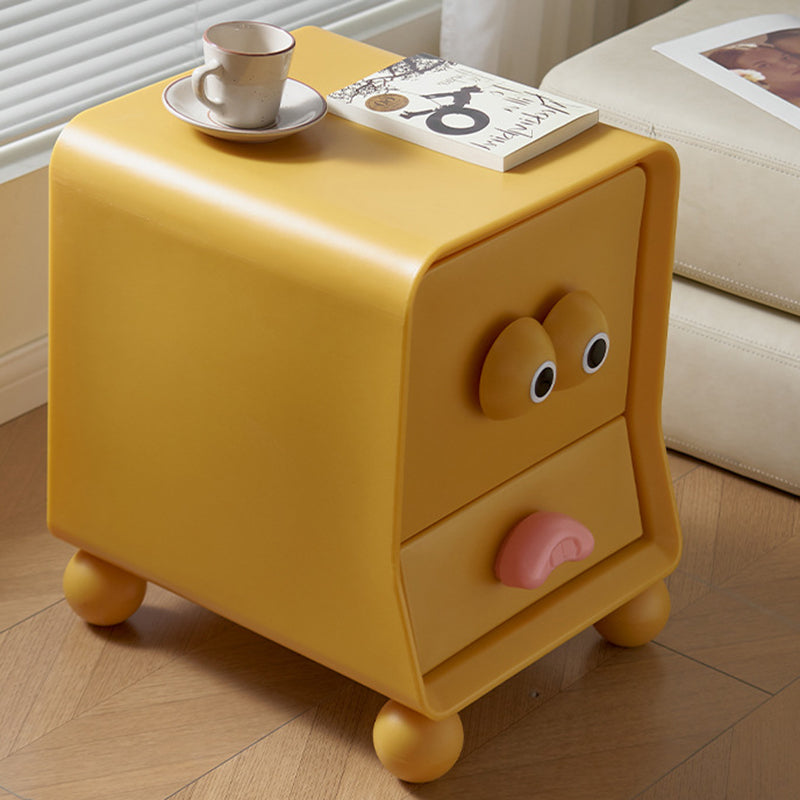 Contemporary Creative Square Cube Big Eyes ABS Hardware Nightstand 2 - Drawer For Bedroom