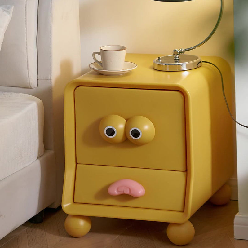 Contemporary Creative Square Cube Big Eyes ABS Hardware Nightstand 2 - Drawer For Bedroom