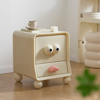 Contemporary Creative Square Cube Big Eyes ABS Hardware Nightstand 2 - Drawer For Bedroom