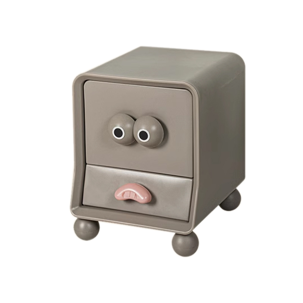 Contemporary Creative Square Cube Big Eyes ABS Hardware Nightstand 2 - Drawer For Bedroom