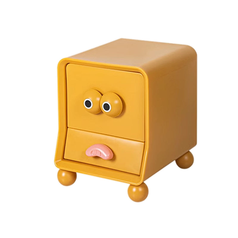Contemporary Creative Square Cube Big Eyes ABS Hardware Nightstand 2 - Drawer For Bedroom