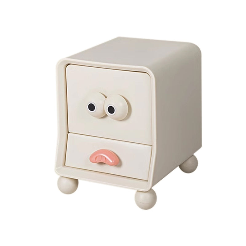 Contemporary Creative Square Cube Big Eyes ABS Hardware Nightstand 2 - Drawer For Bedroom