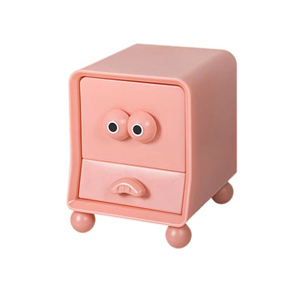 Contemporary Creative Square Cube Big Eyes ABS Hardware Nightstand 2 - Drawer For Bedroom