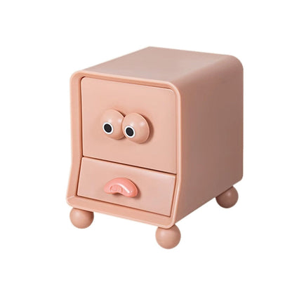 Contemporary Creative Square Cube Big Eyes ABS Hardware Nightstand 2 - Drawer For Bedroom