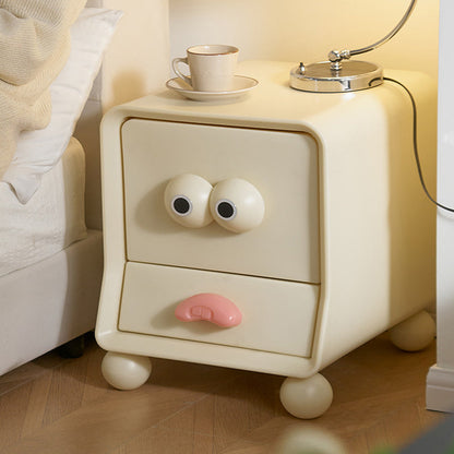 Contemporary Creative Square Cube Big Eyes ABS Hardware Nightstand 2 - Drawer For Bedroom