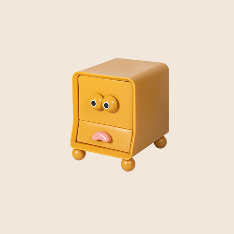 Contemporary Creative Square Cube Big Eyes ABS Hardware Nightstand 2 - Drawer For Bedroom
