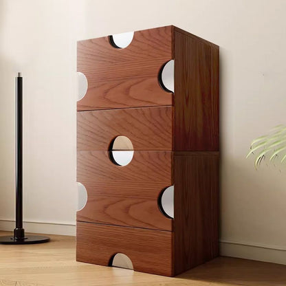 Traditional Vintage Square Hardware Solid Wood Stainless Steel Storage Cabinet 2-Drawer For Bedroom