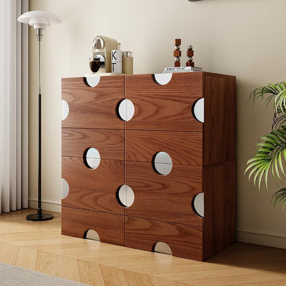 Traditional Vintage Square Hardware Solid Wood Stainless Steel Storage Cabinet 2-Drawer For Bedroom