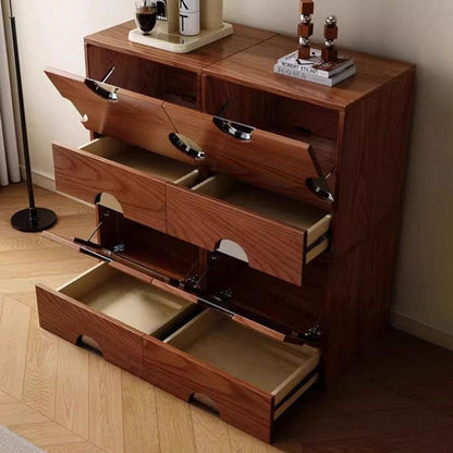 Traditional Vintage Square Hardware Solid Wood Stainless Steel Storage Cabinet 2-Drawer For Bedroom
